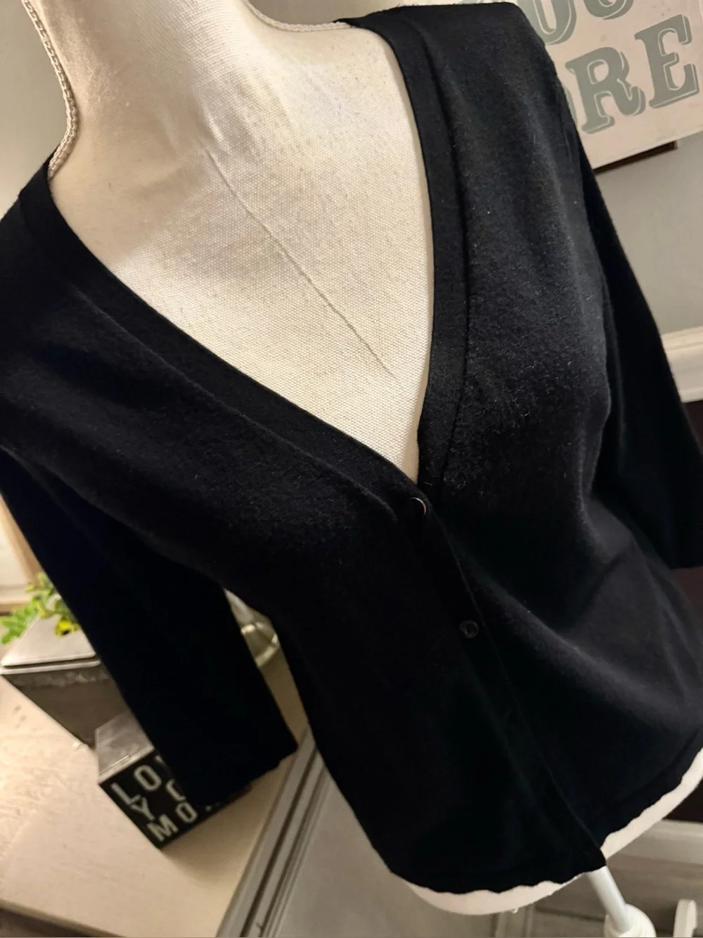 Chico’s Black 3/4 Sleeve Button Front Cardigan | Size 1 (M)